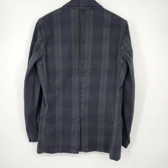 American Eagle Womens Tartan Plaid Blazer Size S Blue Green Dark Academia  Preppy - threedaughtersproperties.com